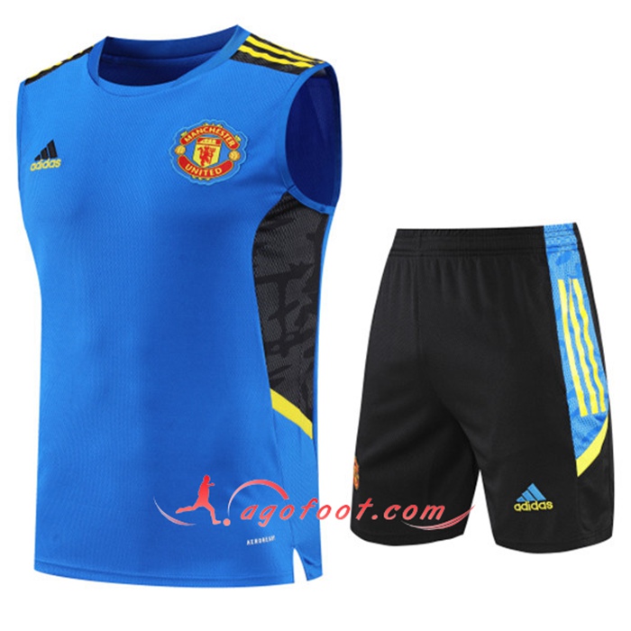 Training Sans Manches + Short Manchester United Bleu 2022/2023