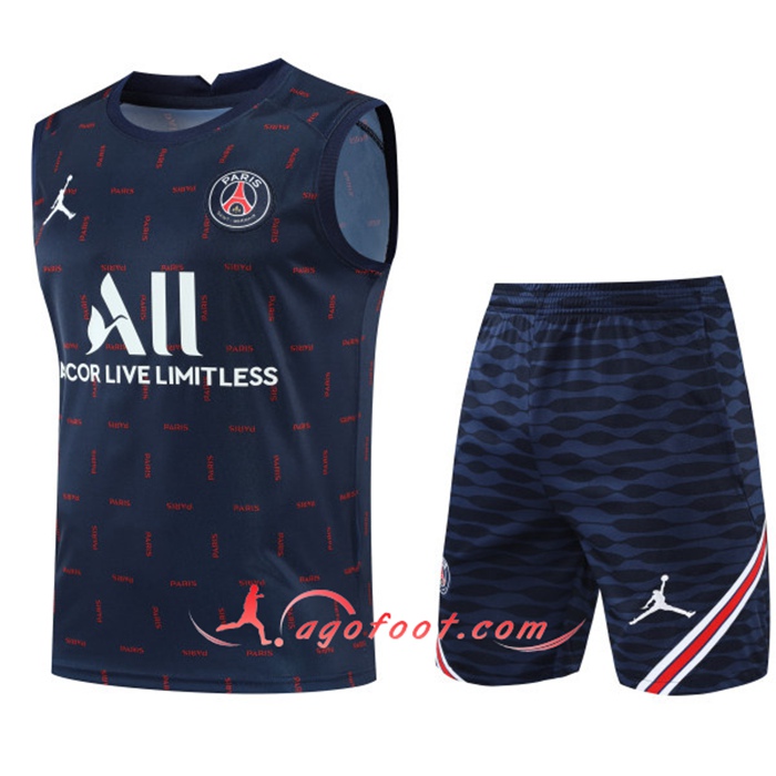 Training Sans Manches + Short Jordan PSG Bleu Marin 2022/2023