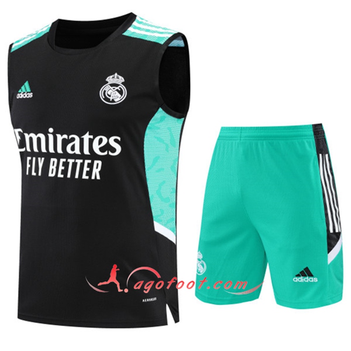 Training Sans Manches + Short Real Madrid Noir 2022/2023