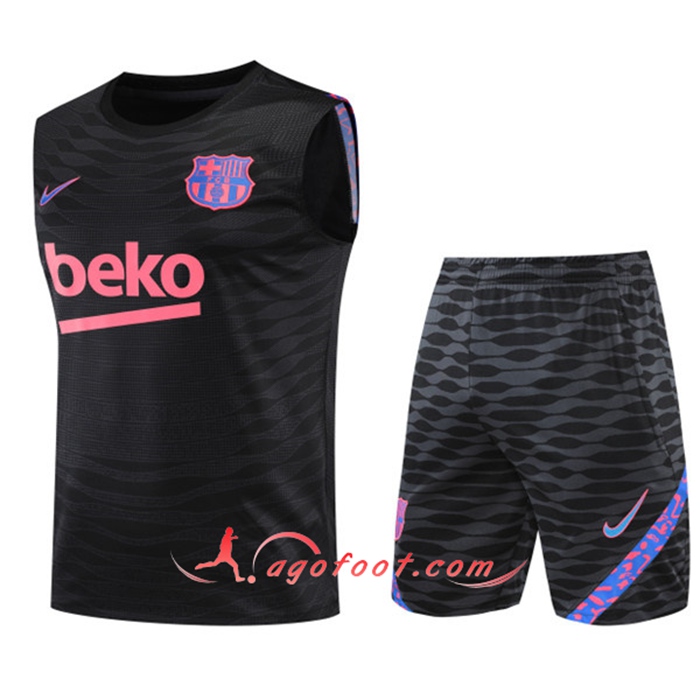 Training Sans Manches + Short FC Barcelone Noir 2022/2023