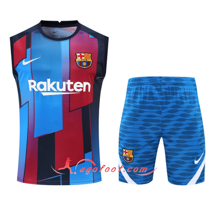 Training Sans Manches + Short FC Barcelone Bleu/Rouge 2022/2023