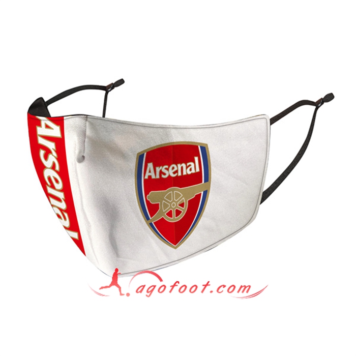 Nouveau Masques Foot Arsenal Blanc Reutilisable