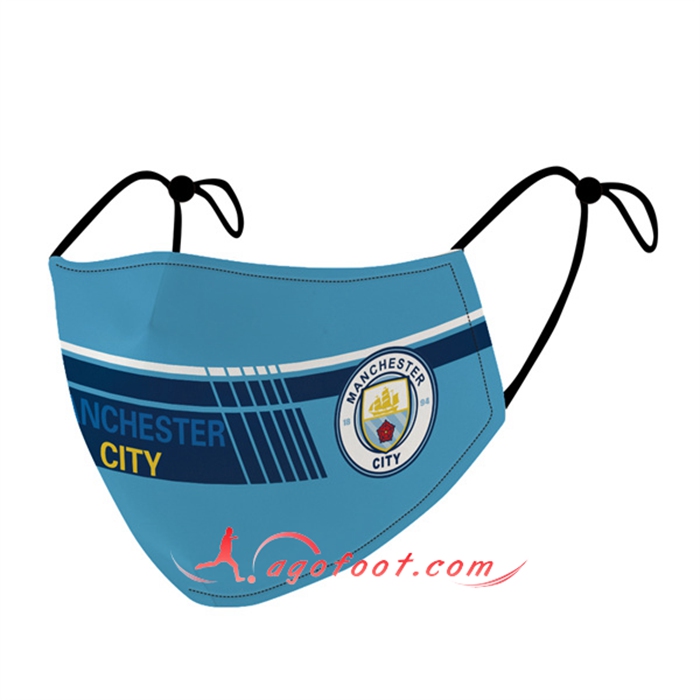 Nouveau Masques Foot Manchester City Bleu Reutilisable