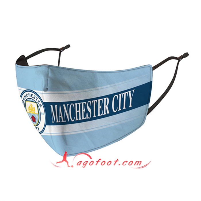 Nouveau Masques Foot Manchester City Bleu/Blanc Reutilisable