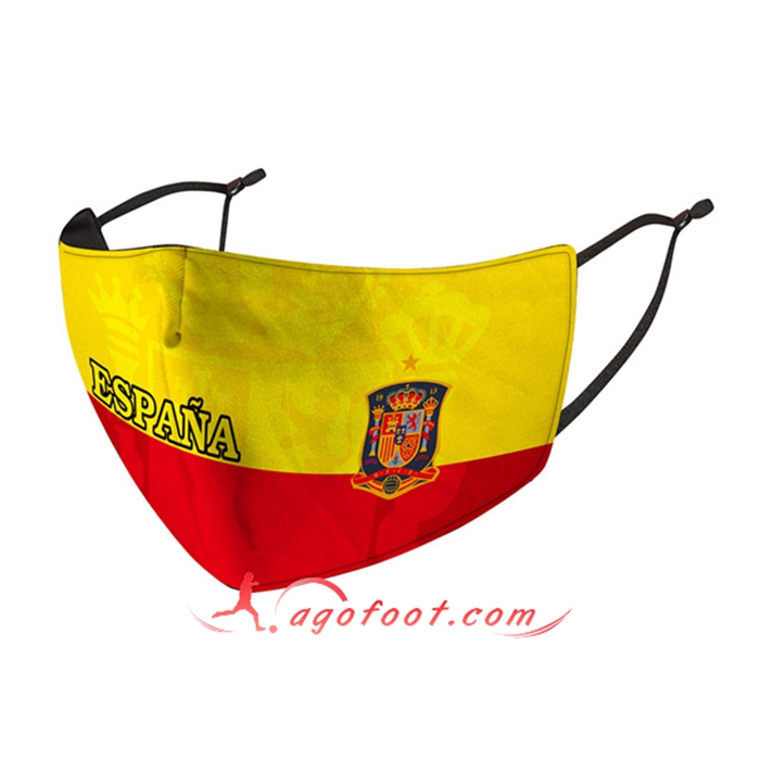 Nouveau Masques Foot Espagne Jaune/Rouge Reutilisable