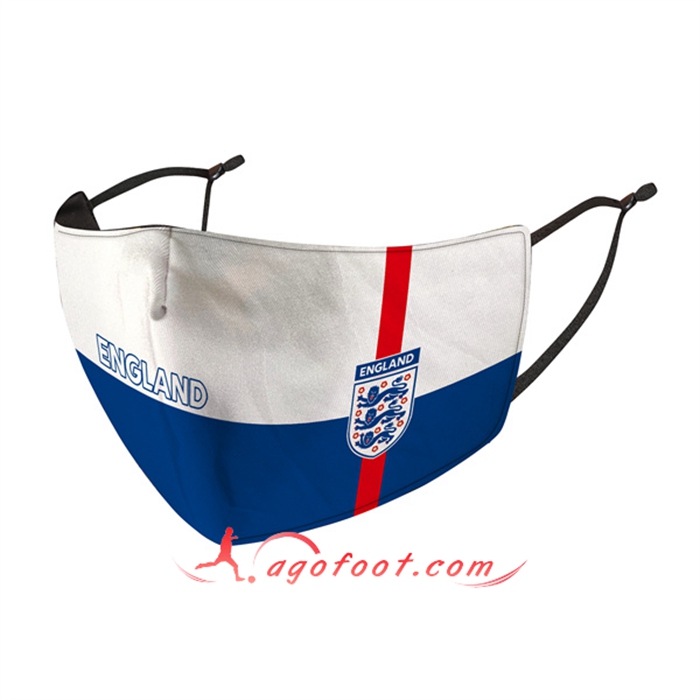 Nouveau Masques Foot Angleterre Blanc/Bleu Reutilisable