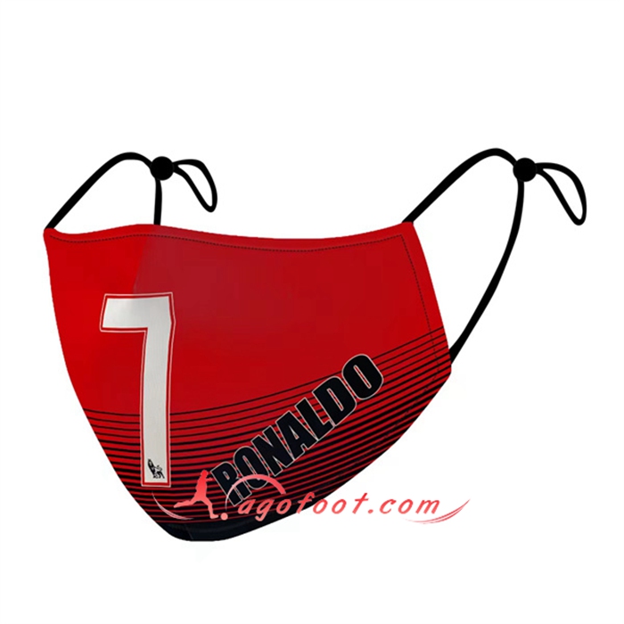 Nouveau Masques Foot Ronaldo 7 Rouge/Noir Reutilisable