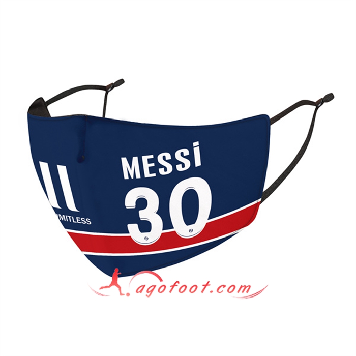 Nouveau Masques Foot PSG Messi 30 Bleu Reutilisable