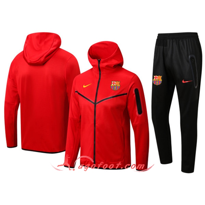 Ensemble Veste A Capuche Survetement Foot FC Barcelone Rouge 2022/2023