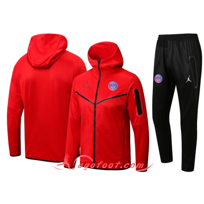 Ensemble Veste A Capuche Survetement Foot Jordan PSG Rouge 2022/2023
