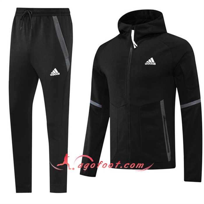 Ensemble Veste A Capuche Survetement Foot Adidas Noir 2022/2023