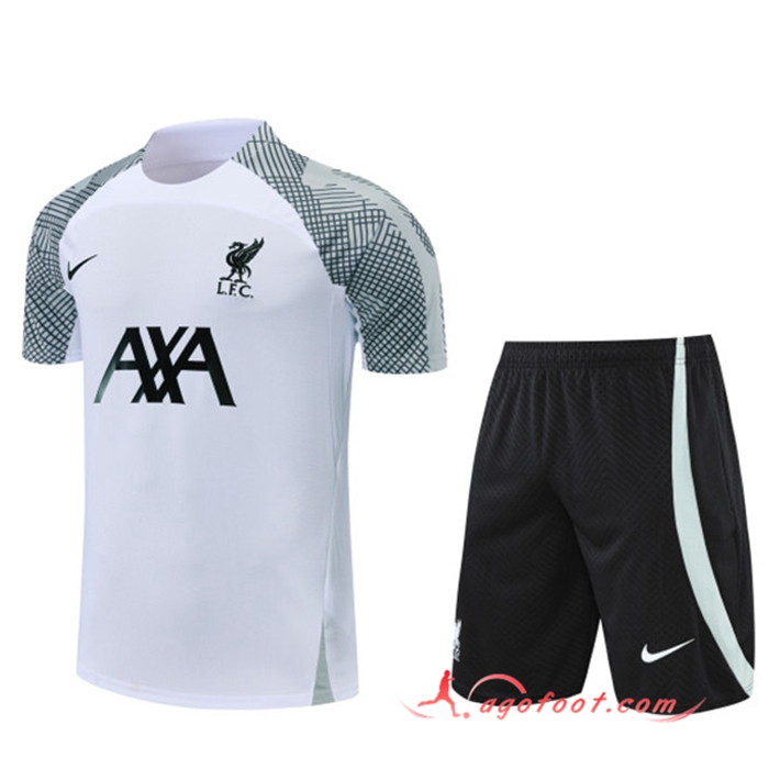 Ensemble Training T-Shirts FC Liverpool + Shorts Blanc 2022/2023