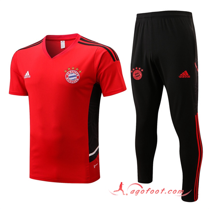 Ensemble Training T-Shirts Bayern Munich + Pantalon Rouge 2022/2023