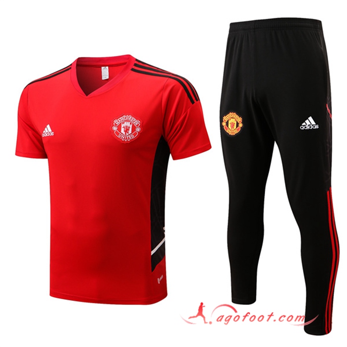 Ensemble Training T-Shirts Manchester United + Pantalon Noir 2022/2023