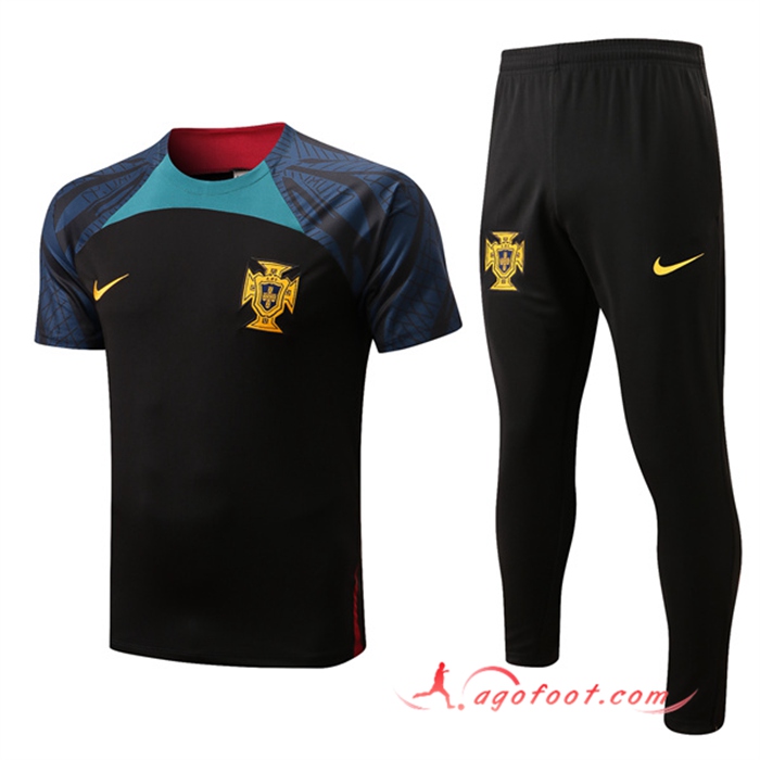 Ensemble Training T-Shirts Portugal + Pantalon Noir 2022/2023