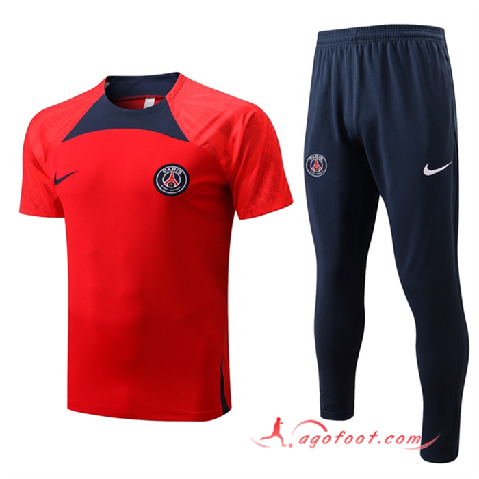 Ensemble Training T-Shirts PSG + Pantalon Rouge 2022/2023