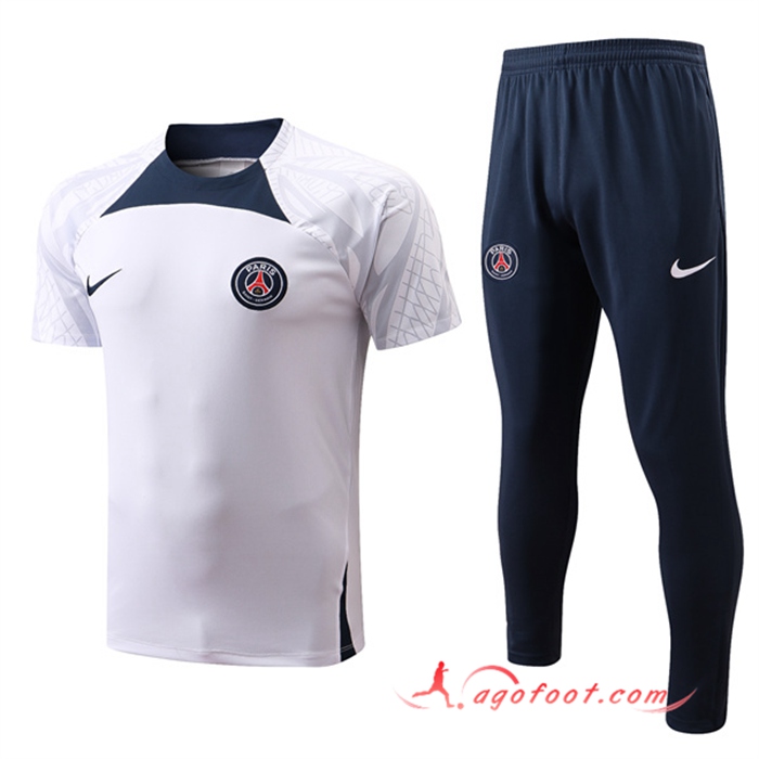 Ensemble Training T-Shirts PSG + Pantalon PSG Blanc 2022/2023
