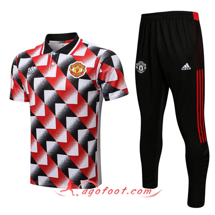 Ensemble Polo Foot Manchester United Rouge/Noir 2022/2023