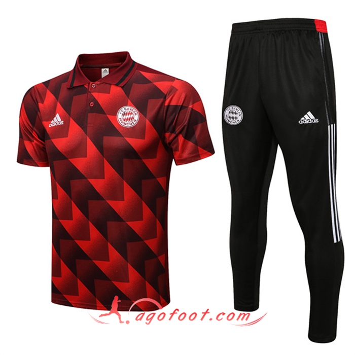 Ensemble Polo Foot Bayern Munich Rouge/Noir 2022/2023