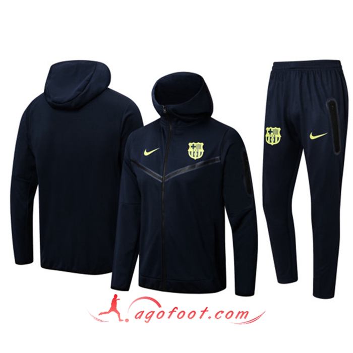Vente De Ensemble Veste A Capuche Survetement Foot FC Barcelone Bleu Marin 2022 2023