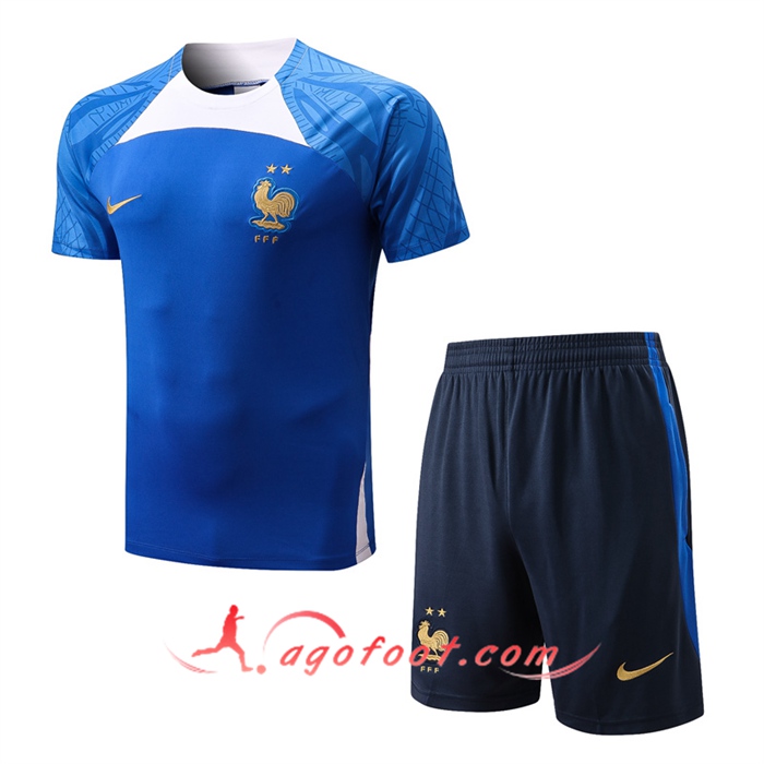 Ensemble Training T-Shirts + Shorts France Bleu 2022/2023