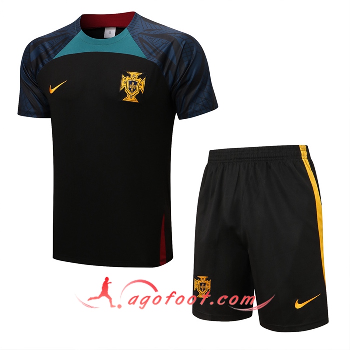 Ensemble Training T-Shirts + Shorts Portugal Noir 2022/2023