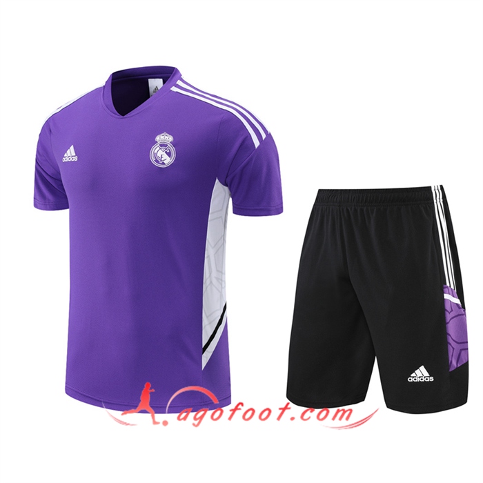 Ensemble Training T-Shirts + Shorts Real Madrid Pourpre 2022/2023
