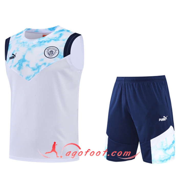 Ensemble Training Debardeur + Shorts Manchester City Blanc 2022/2023