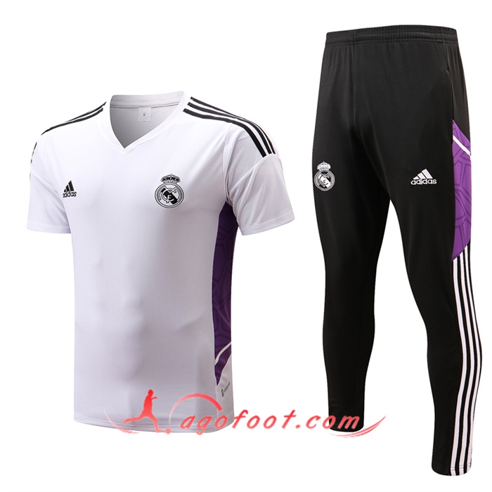 Ensemble Training T-Shirts + Pantalon Real Madrid Blanc 2022/2023
