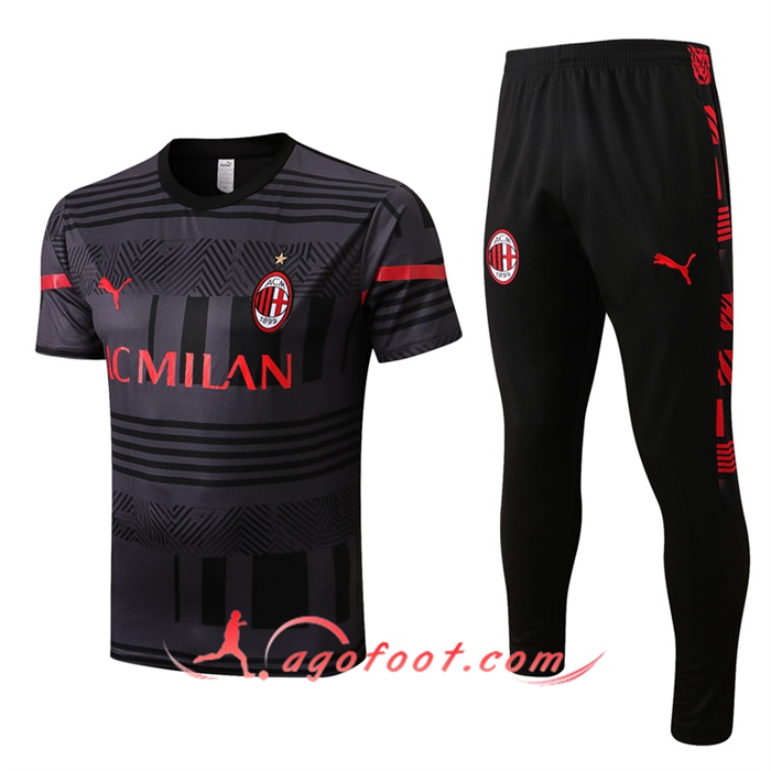 Ensemble Training T-Shirts + Pantalon Milan AC Noir 2022/2023
