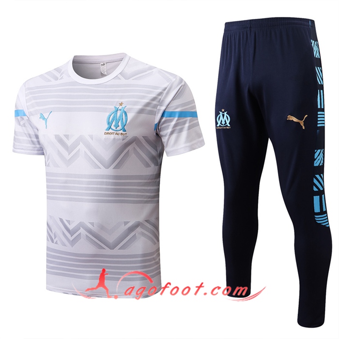 Ensemble Training T-Shirts + Pantalon Marseille OM Blanc 2022/2023