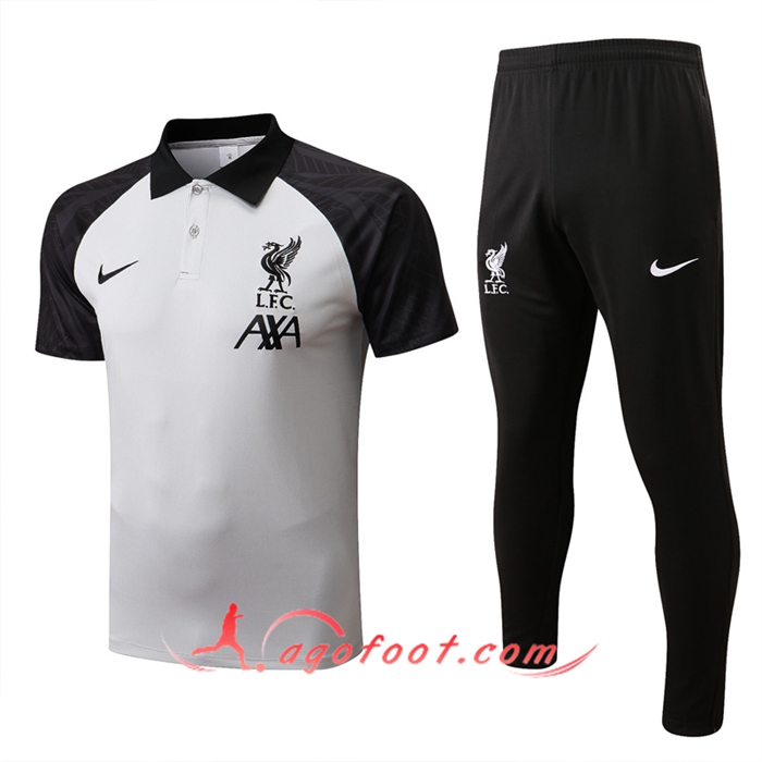 Ensemble Polo Foot FC Liverpool Noir/Gris 2022/2023