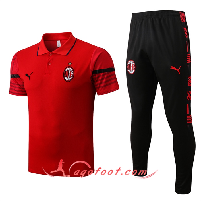 Ensemble Polo Foot Milan AC Rouge 2022/2023