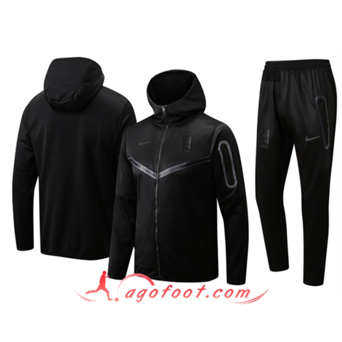Ensemble Veste A Capuche Survetement Foot Corée Noir 2022/2023