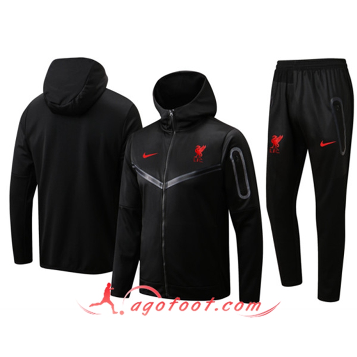 Ensemble Veste A Capuche Survetement Foot FC Liverpool Noir 2022/2023