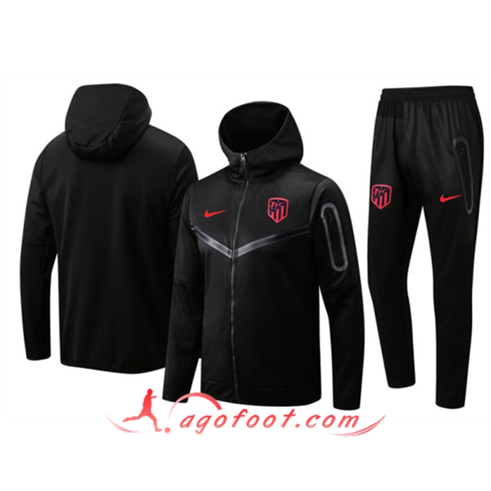 Ensemble Veste A Capuche Survetement Foot Atletico Madrid Noir 2022/2023