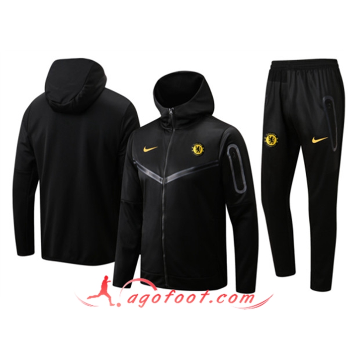 Ensemble Veste A Capuche Survetement Foot FC Chelsea Noir 2022/2023
