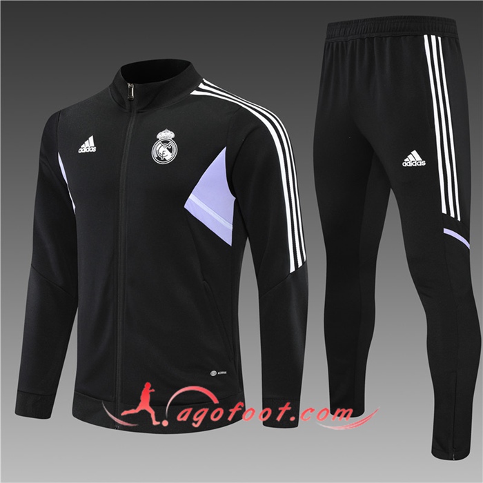Ensemble Survetement de Foot - Veste Real Madrid Enfant Noir 2022/2023