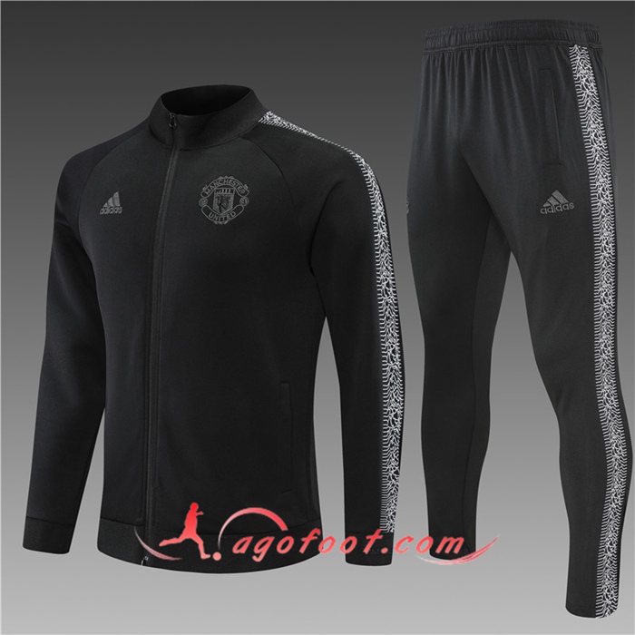 Ensemble Survetement de Foot - Veste Manchester United Enfant Noir 2022/2023
