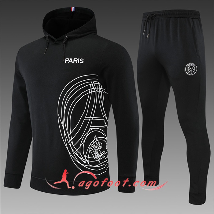 Ensemble Veste A Capuche Survetement Foot PSG Enfant Noir 2022/2023