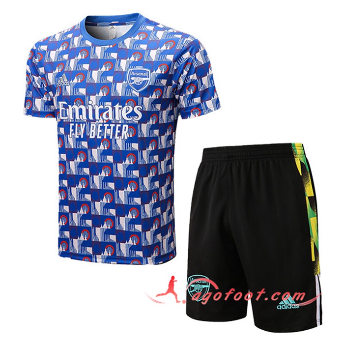 Ensemble Training T-Shirts + Shorts Arsenal Bleu/Blanc 2022/2023