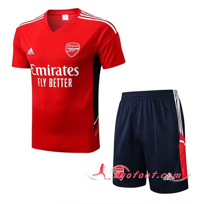 Ensemble Training T-Shirts + Shorts Arsenal Rouge 2022/2023