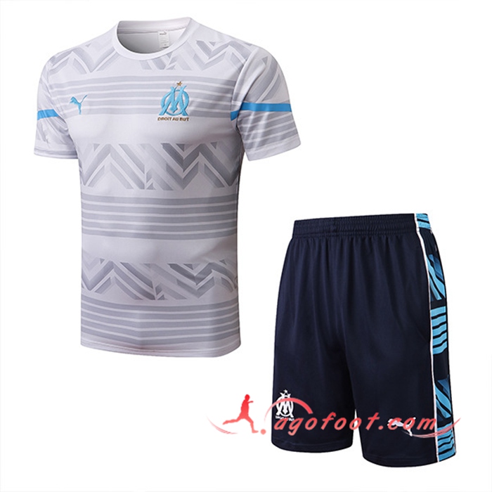 Ensemble Training T-Shirts + Shorts Marseille Blanc 2022/2023