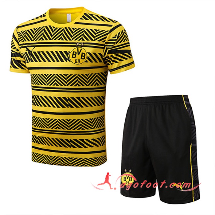 Ensemble Training T-Shirts + Shorts Dortmund Jaune/Noir 2022/2023