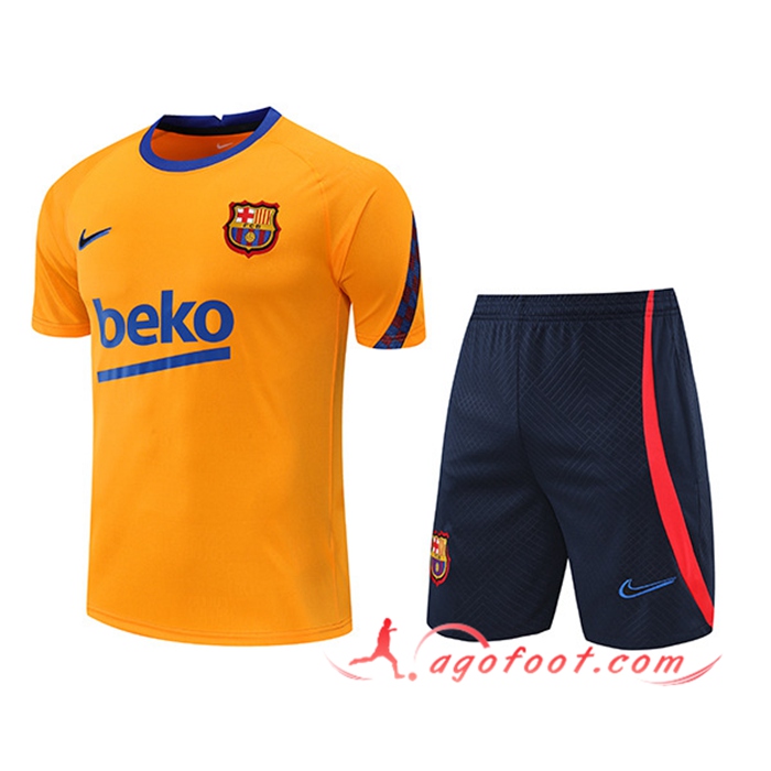 Ensemble Training T-Shirts + Shorts FC Barcelone Jaune 2022/2023