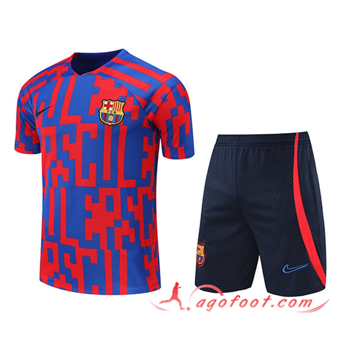 Ensemble Training T-Shirts + Shorts FC Barcelone Rouge/Bleu 2022/2023