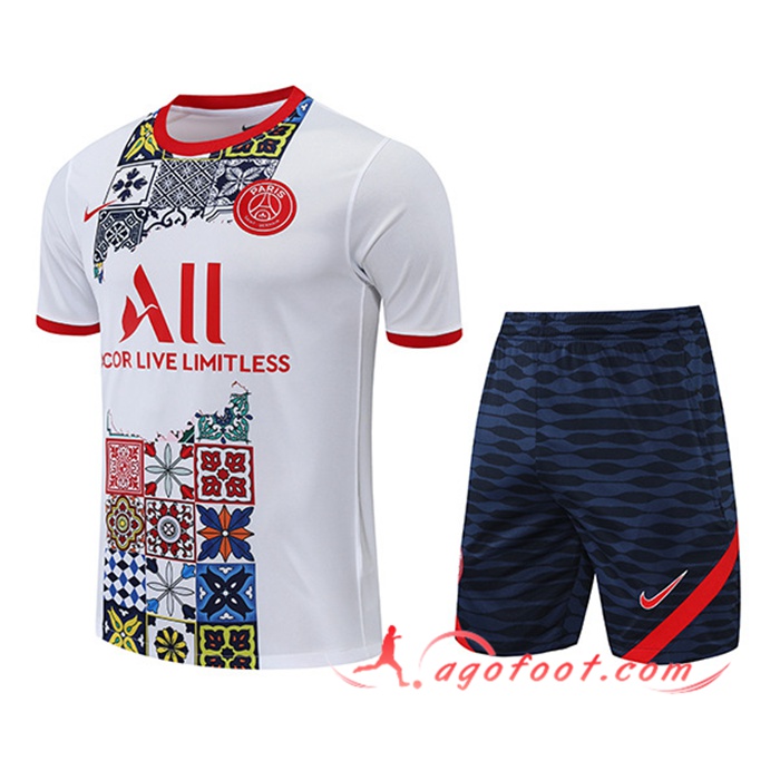 Ensemble Training T-Shirts + Shorts PSG Rouge/Blanc 2022/2023