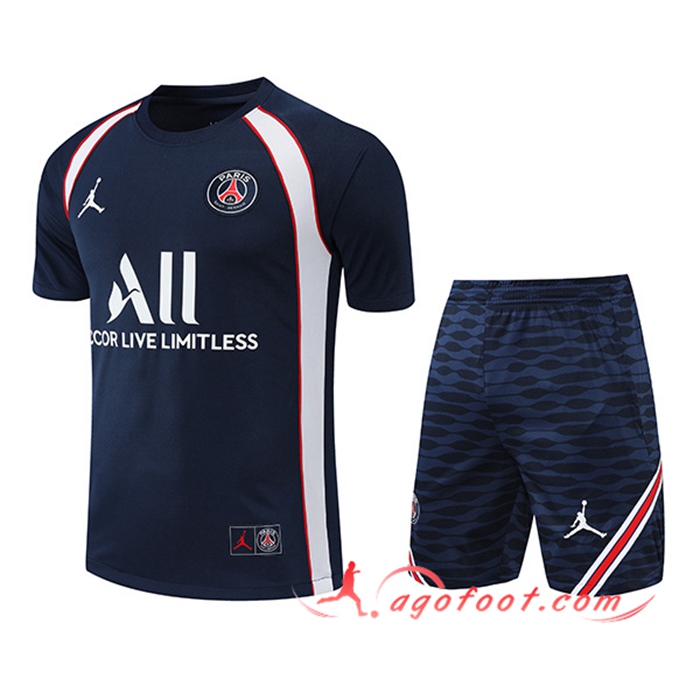Ensemble Training T-Shirts + Shorts Jordan PSG Bleu Marin 2022/2023