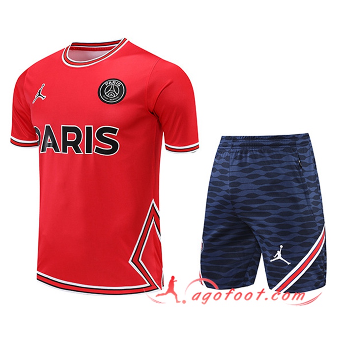 Ensemble Training T-Shirts + Shorts Jordan PSG Rouge 2022/2023