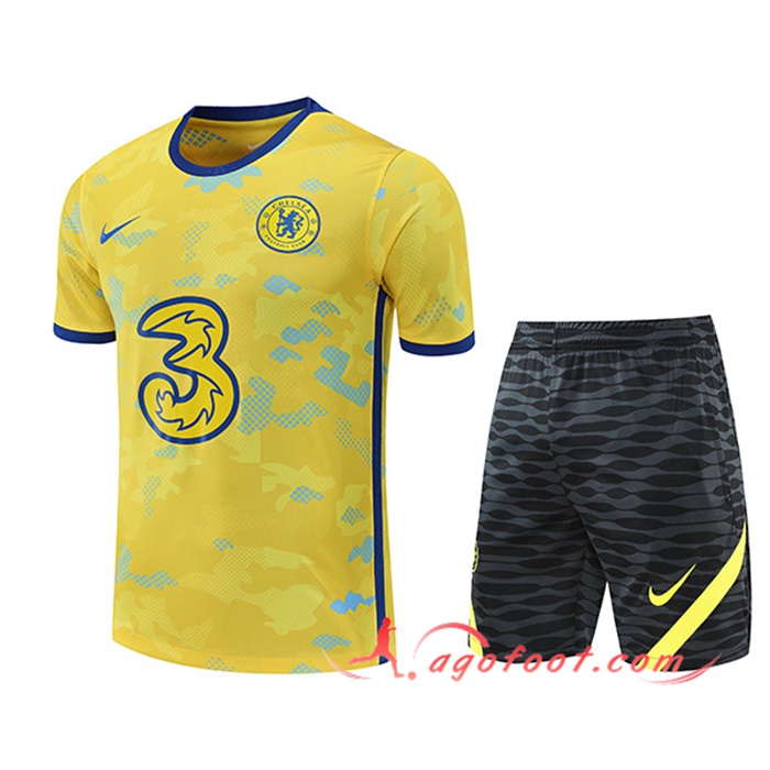 Ensemble Training T-Shirts + Shorts FC Chelsea Jaune 2022/2023